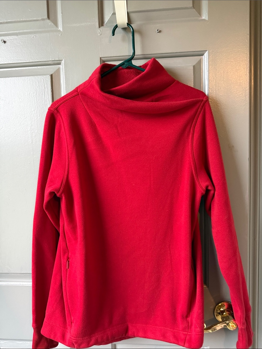 Red Women's Funnel Neck Fleece Sweater